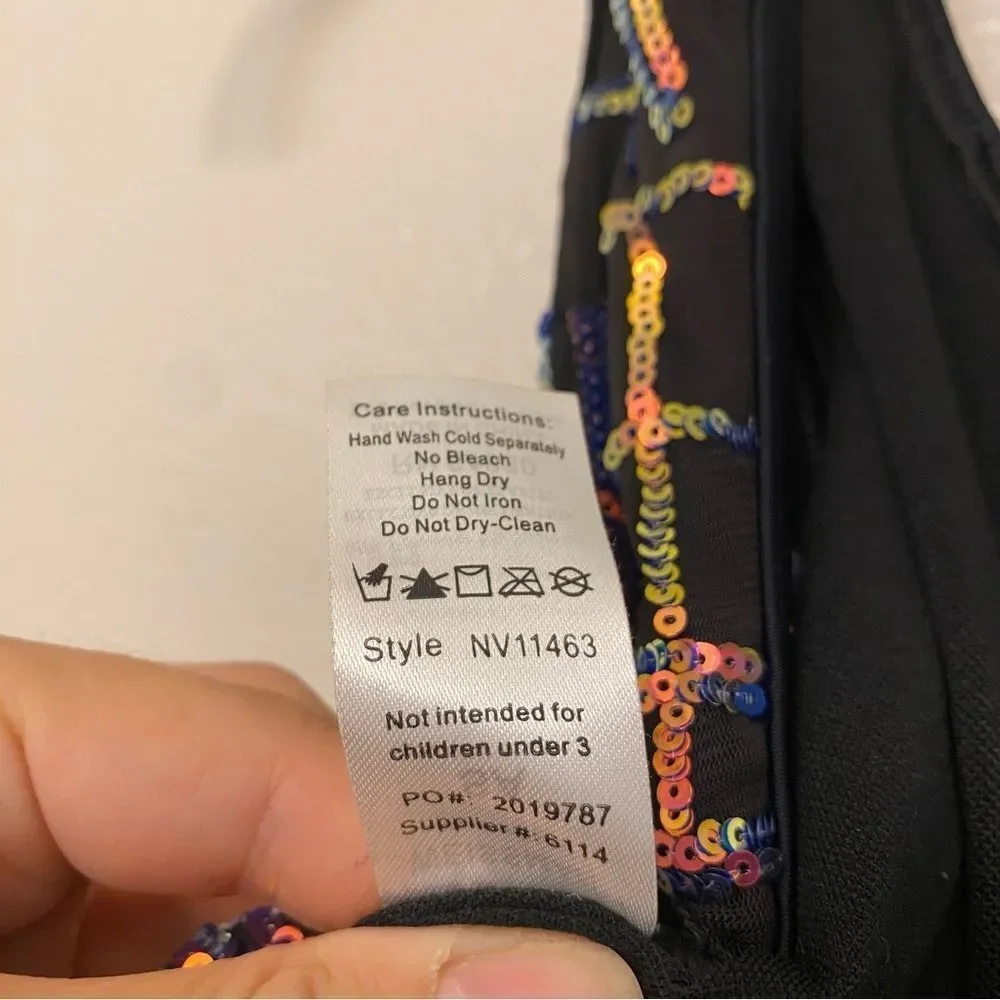 Weissman Elite dance costume black Hologram Sequin Leotard NV11463 SA adult